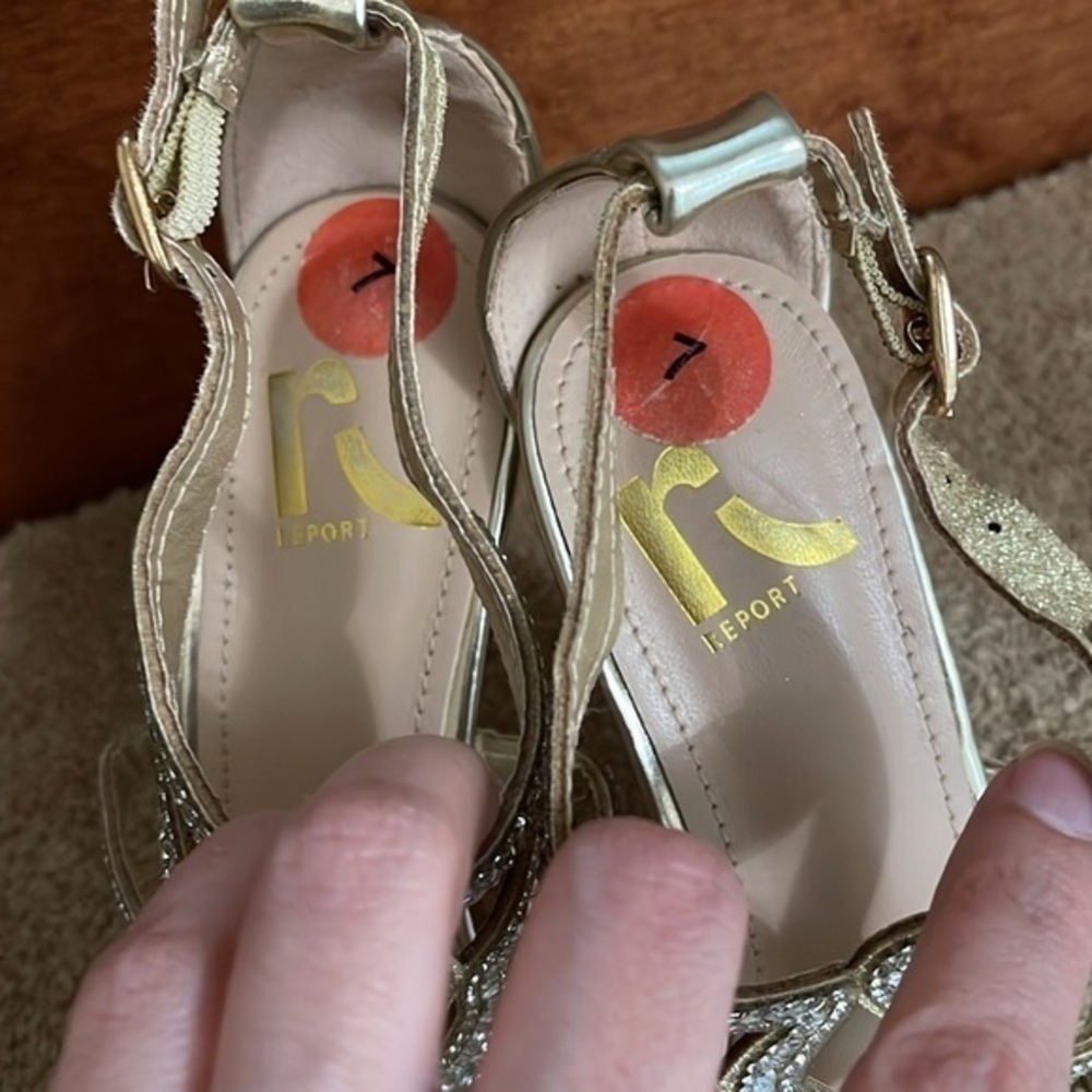 Rhinestone Open Toe Heels Sandals Size 7 - Picture 5 of 9